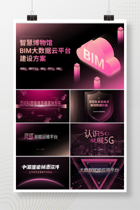 【梦幻粉】150页定制级科技风PPT模版